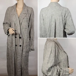 NEW SOLD OUT HTF Free People We The Free Ecru + Black Gingham Trenchcoat NWT XL - Picture 1 of 7