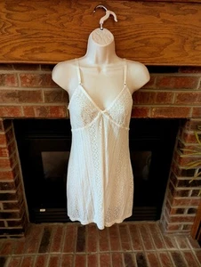 Vintage 90s Cacique Paris Elegant Cream Lace Chemise Size Medium - Picture 1 of 2