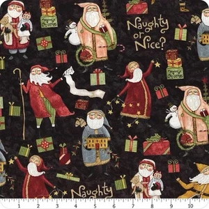 Fat Quarter Riley Blake frech oder schön Weihnachten Santa launisch Baumwollstoff - Bild 1 von 3