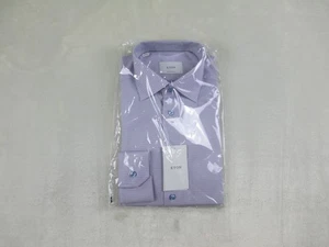 NEW Eton Dress Shirt Mens 41 16 Large Pink Check Cotton Contemporary Business - Picture 1 of 13