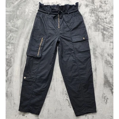 Future Collective Pants Womens 12 Black Jenny K Lopez Cargo Paperbag Tapered - Image 1 of 4