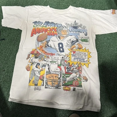 GILDAN Vtg 1990s Troy Aikman Dallas Cowboys NFL Short Sleeve T shirt HN3431