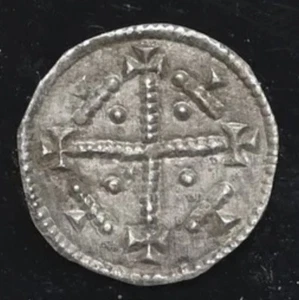 NGC AU55 HUNGARY Geza II 1141-1162 AD, RARE Silver Crusaders Denar Medieval Coin - Picture 1 of 5