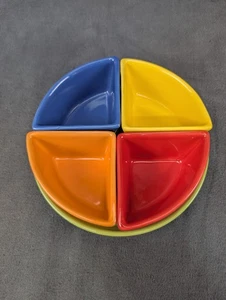 Vintage Fiesta HARLEQUIN *4 Color* Relish Tray *Beautiful* Green  Base - Picture 1 of 10