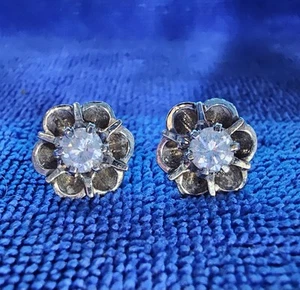 Vintage 14k White Gold .50 Ct Diamond - Stud Earrings - No Backs - Tested W/Pics - Picture 1 of 6