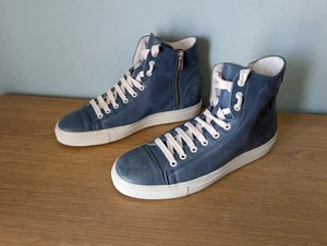 DSquared2 Blue Leather Perforated Skull High Top Trainers Size UK 7 EU 41 - Bild 1 von 16