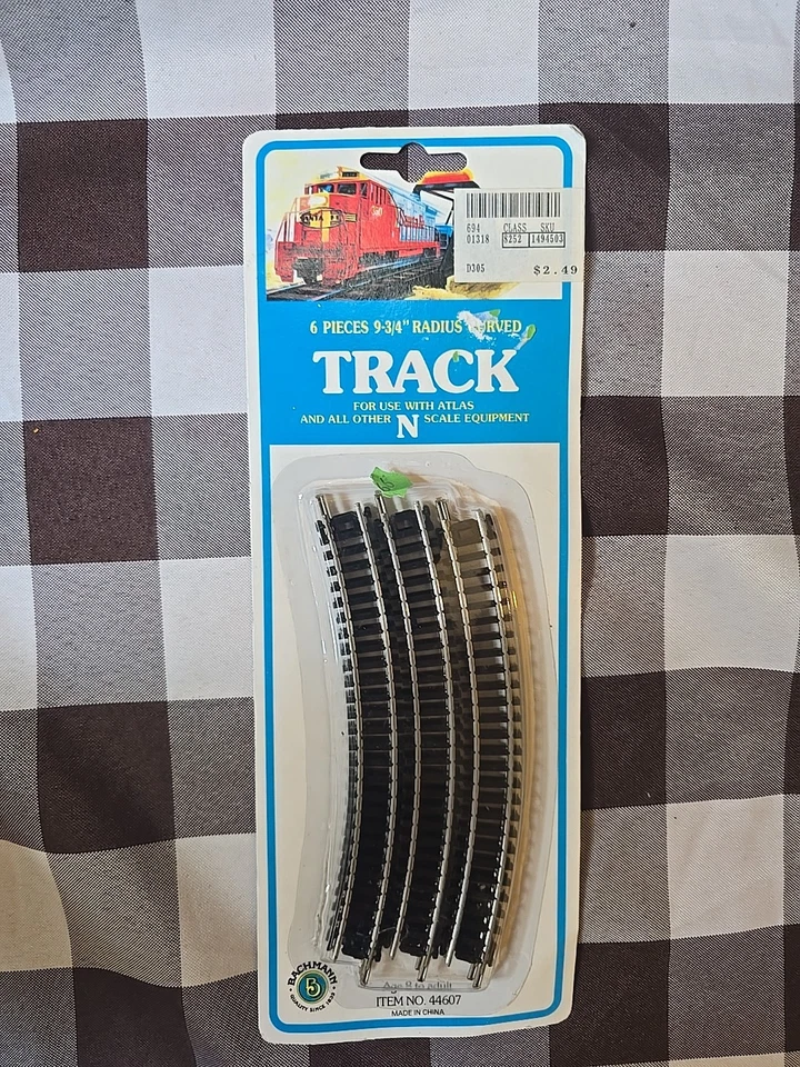 Bachmann N Scale Track 6 Pcs 9-3/4" Radius Curved Item No 44607