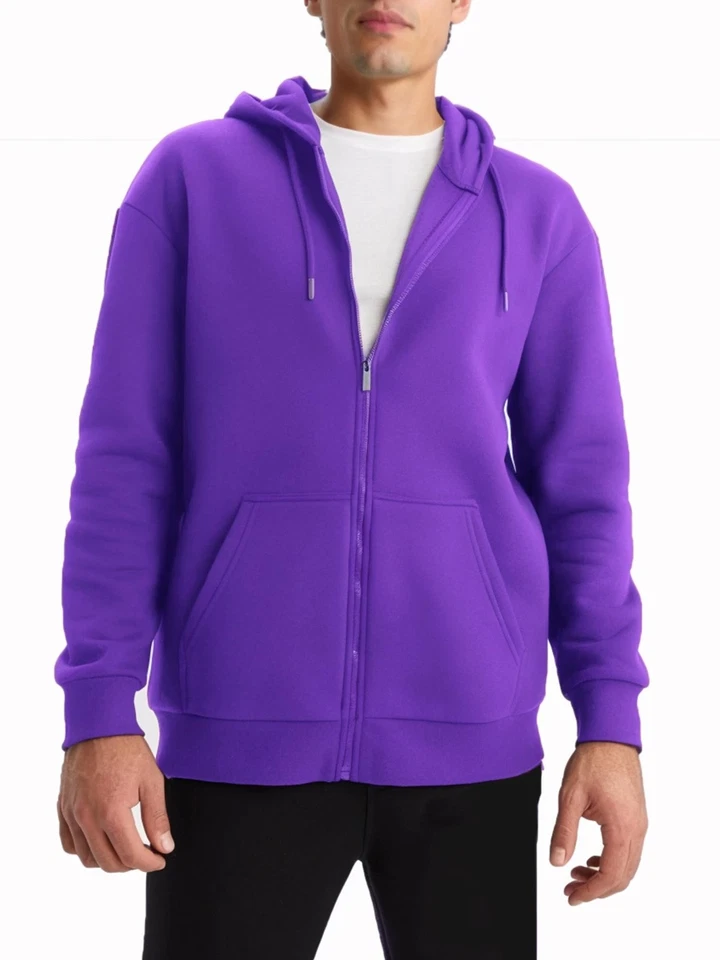 Sudadera con Capucha Púrpura Para Hombre Cremallera Completa Polar Manga Larga Con Capucha Pullover Me... Foto 1 de 4