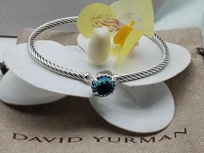 D.Y. Pulsera Chatelaine Plata de Ley y Topacio Azul Talla Med Foto 1 de 4