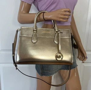 MICHAEL KORS MEDIUM PALE GOLD SATCHEL BAG HANDTASCHE HANDTASCHE CROSSBODY SCHULTER $ 598 - Bild 1 von 15