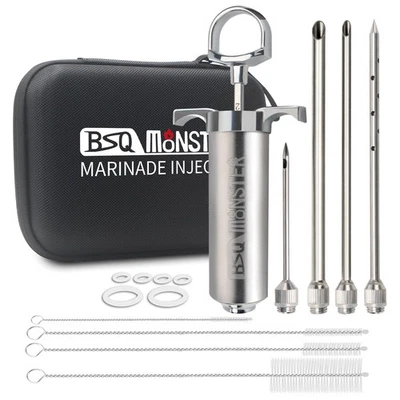 BSQ MONSTER Meat Injector Syringe Kit with 4 Professional Marinade Injector N... - Image 1 of 4