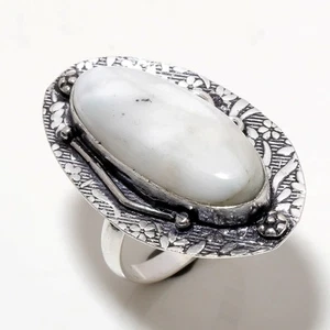 Howlite Gemstone Handmade Fashion Ethnic Wedding Gift Jewelry Ring 8.25" SR 268 - Picture 1 of 7