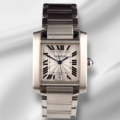 Reloj automático Cartier 28 mm Tank Francaise esfera plateada acero inoxidable 2302 Foto 1 de 4