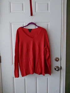 Grace 100% Cashmere Sweater Woman’s Size 2X Orange V-Neck Long Sleeves - Picture 1 of 7
