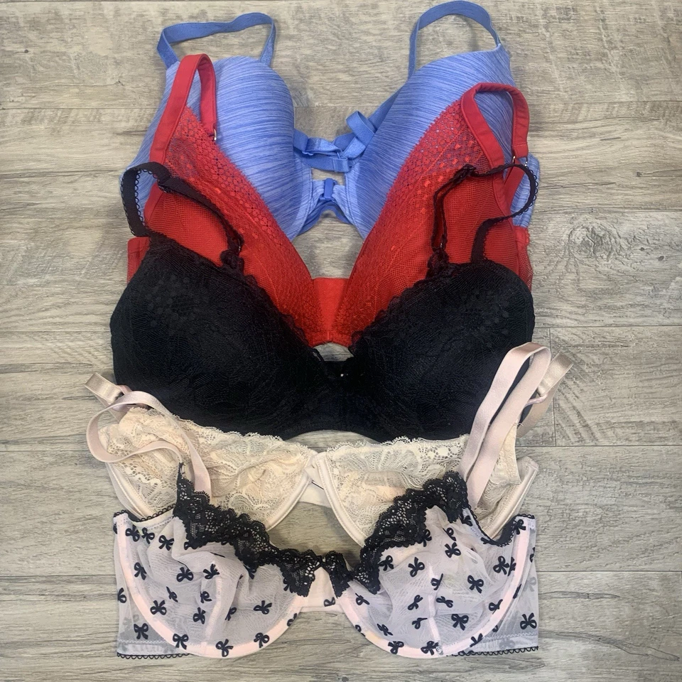 Victoria Secret Bundle 5 Variety Bras Unlined Demi No Wire Lace Plunge 36 DD - Image 1 of 4
