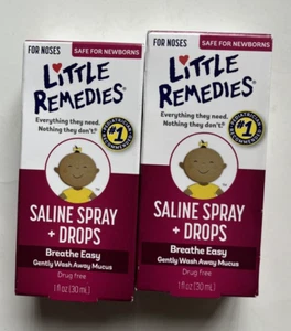 2x Little Remedies Saline Spray + Drops-For Noses-Breathe Easy 1 fl oz Exp 07/25 - Picture 1 of 2