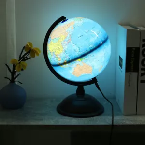 Rotating World Globe LED Light Up Illuminated Globe con USB Study Play Learning - Picture 1 of 10