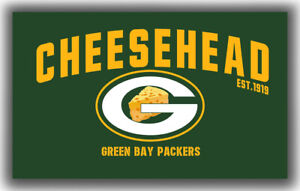 Green Bay Packers Cheesehead Football Memorable Flag 90x150cm 3x5ft Best Banner