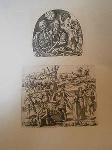 Planche gravure  Moyen age Georges Reverdy Lyon L'Astronome/Danse de paysans - Picture 1 of 1