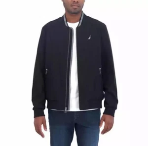 Nautica Men’s Bomber Jacket. Color Black, Size Large, Water and Wind Resistant. - Picture 1 of 5