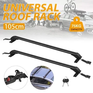 Universal Car Top Roof Racks Carrier Pair Cross Bar Aluminium Alloy Lock 75KG UK - Picture 1 of 16