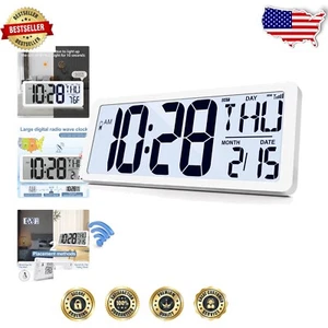 Sleek 15-Inch Digital Atomic Wall Clock - Multi-Function with Backlight & Snooze - Picture 1 of 11