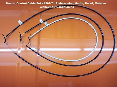 1967-71 AMC Ambassador, Rebel, Marlin, Conjunto de Cabos de Controle de Aquecedor Matador, sem CA - Imagem 1 de 4