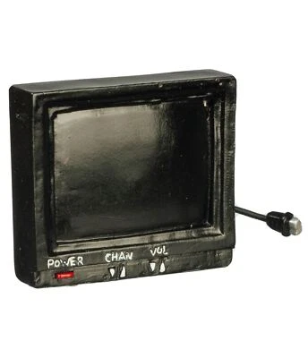 TOWN SQUARE MINIATURES Puppenhaus Fernseher tragbar TV Miniatur Wohnzimmer Zubehör schwarz