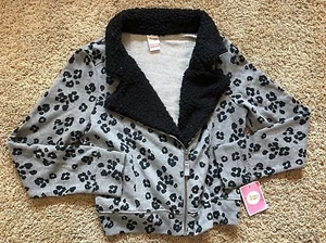 Girls Gray Black Print Circo Sherpa Trim Lightweight Jacket XS 4/5 - Picture 1 of 2