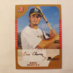 2005 Bowman ERIC CHAVEZ #2 "Gold Border" Oakland Athletics EX!