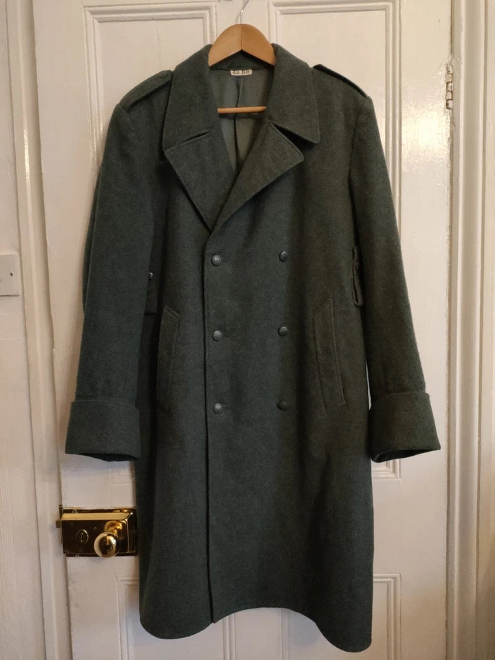 Genuine Vintage Swiss Army Blue Wool Overcoat, Pristine, Large - Image 1 of 4