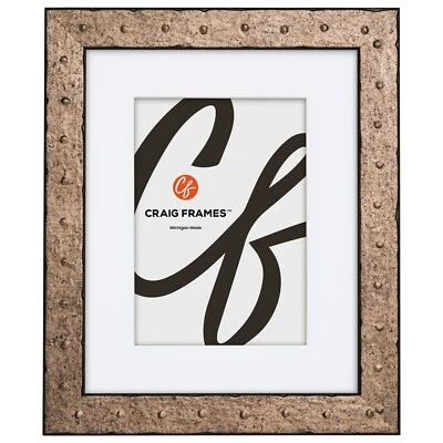 Craig Frames 1.25" Rivet Pitted Steel Picture Frame With a Single Mat - Image 1 of 4