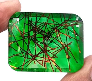 90.00 CT Emerald Cut Red Rutilated Quartz EGL Certified Loose Gemstone 5FRM - Picture 1 of 8