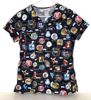 ScrubStar Women’s XS Scrub Top Nurse Vet Tech Dogs Boxer Poodle Corgi Lab ++ - Image 1 of 4