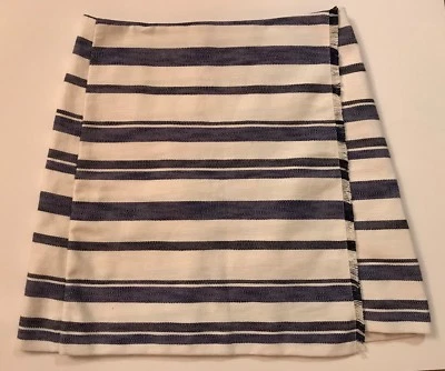 FALDA CORTA DELANTERA ENVOLVENTE ALGODÓN AZUL MARINO Y CREMA ANN TAYLOR LOFT *TALLA 8* Foto 1 de 4