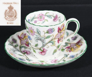 Minton Haddon Hall Demitasse Cup 2 1/4" Tall & Saucer 4 1/2" - Picture 1 of 13