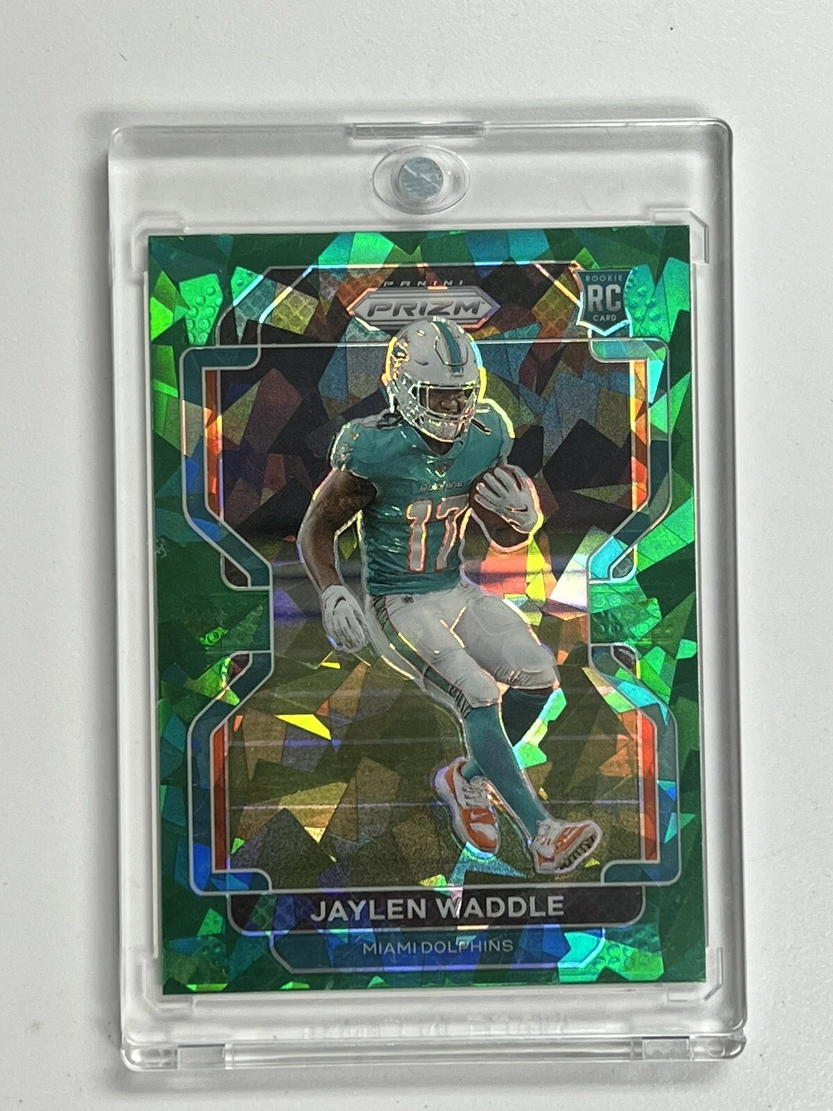 Jaylen Waddle 2021 Panini Prizm GREEN CRACKED ICE ROOKIE  SSP #338