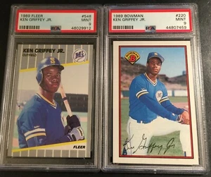 LOTE DE (2) 1989 KEN GRIFFEY JR FLEER #548 y Bowman #220 novatos psa 9 - Imagen 1 de 2