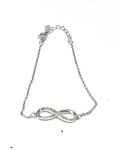 Braccialetto da donna in argento puro 925, con simbolo dell'infinito - Picture 1 of 2
