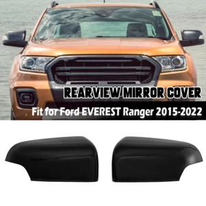 2x Tapa de cubierta de espejo retrovisor lateral negro brillante con clip para Ford Ranger 2012-2022 - Imagen 1 de 11