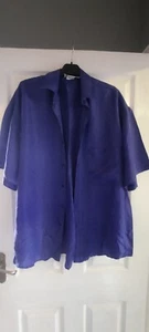 Vintage Mens silk Shirt  Short sleeve SZ size m oversized atlantic club royal bl - Picture 1 of 3