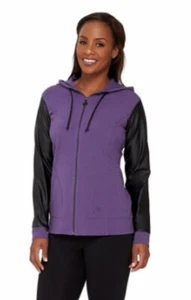 Sudadera con capucha Linea Leisure de Louis Dell'Olio con cremallera y mangas de cuero sintético 3X amatista  - Imagen 1 de 7