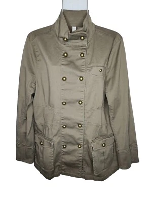 Chaqueta Sahalie Para Mujer Verde Estilo Militar Doble Pecho Latón Botón XL Foto 1 de 4