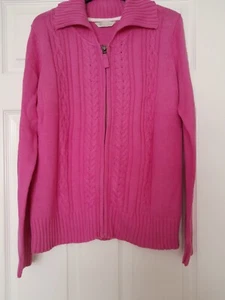Ladies BHS cerise pink zip up 100% cotton cardigan size 12 worn once - Picture 1 of 6