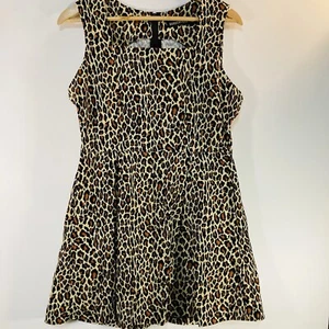 Dangerfield Womens Animal Print Corduroy Dress Size 10 Sleeveless Fit Flare - Picture 1 of 11