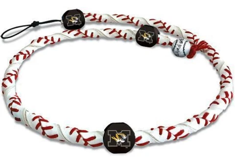 Missouri Tigers Classic Spiral Baseball Necklace [NEW] NCAA Jewelry Leather Cover