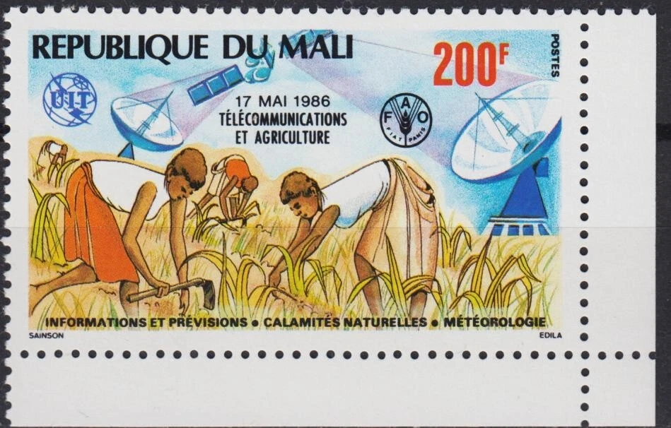 Mali 1986 FAO UN Food Farming Meteorology Communications ITU-UIT Radio Dish MNH - Image 1 of 1