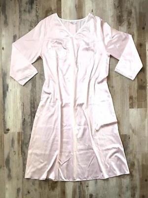 Vestido Vintage Rosa Satinado Floral Apliques Natori Neiman Marcus Saks Quinta Avenida L Foto 1 de 4