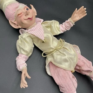 CHRISTMAS PIXIE ELF 38” DECORATIVE WIREFRAME DOLL  "PINK JACK FROST” Winking - Picture 1 of 7