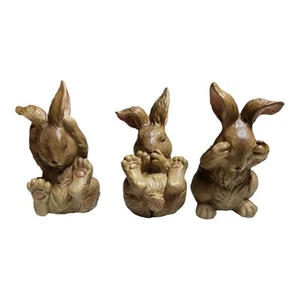 Juego de 3 figuras de 5"H de See No Evil, Hear No Evil & Speak No Evil Bunny Rabbit - Imagen 1 de 2